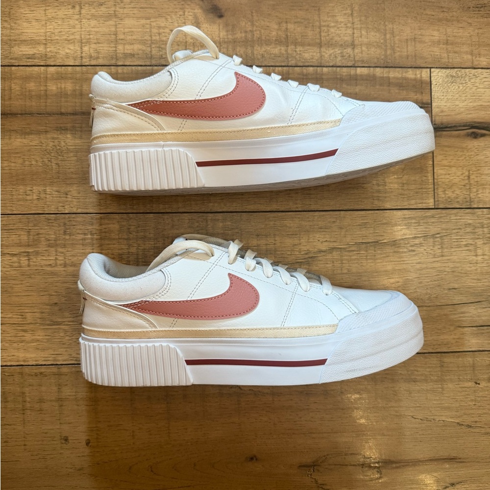 Nike Legacy Court Lift white & pink platform sneakers